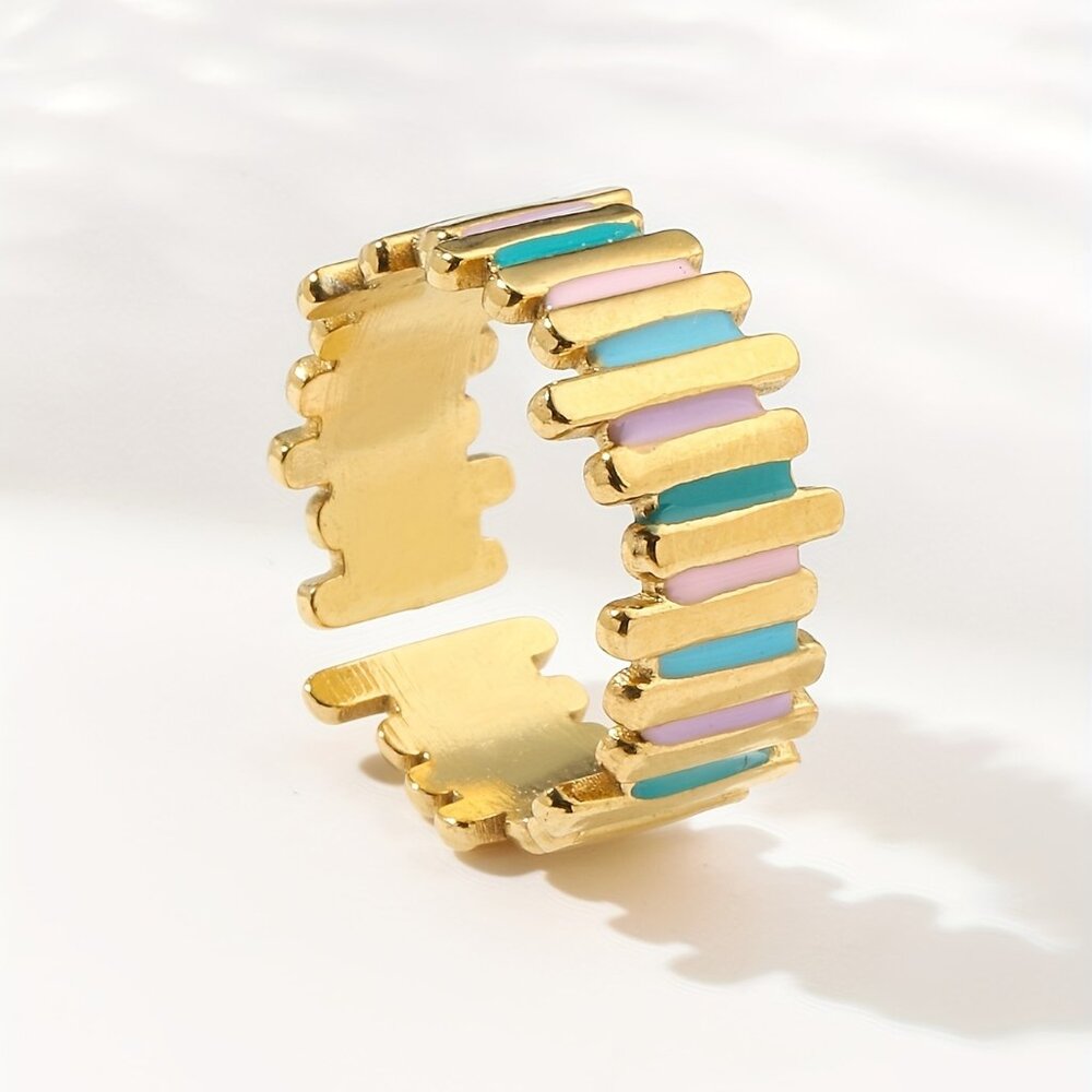 Gold and Pink Ring with Unique Design and Smooth Finish Ring